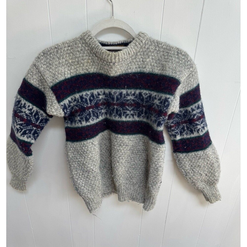 Vintage Authentic Issue 90s Thick Wool Sweater Crewneck Pullover Small